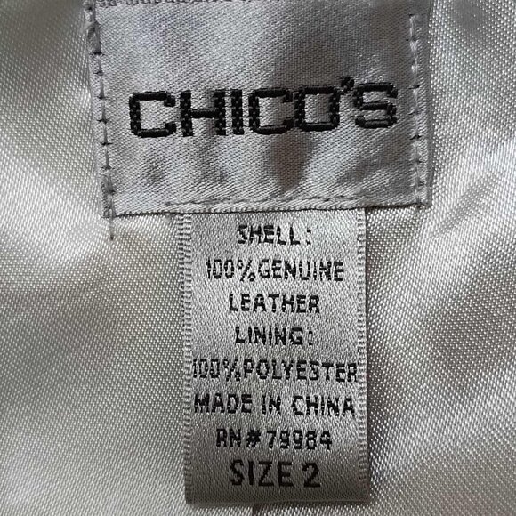 Chico's Cream-colored shimmer leather‎ jacket Medium to Large - Picture 9 of 13